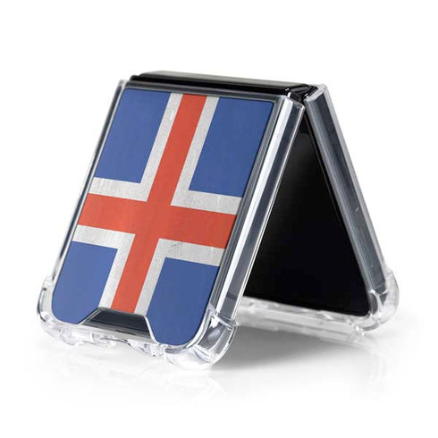 Iceland Flag Distressed Galaxy Z Flip5 5G Clear Case